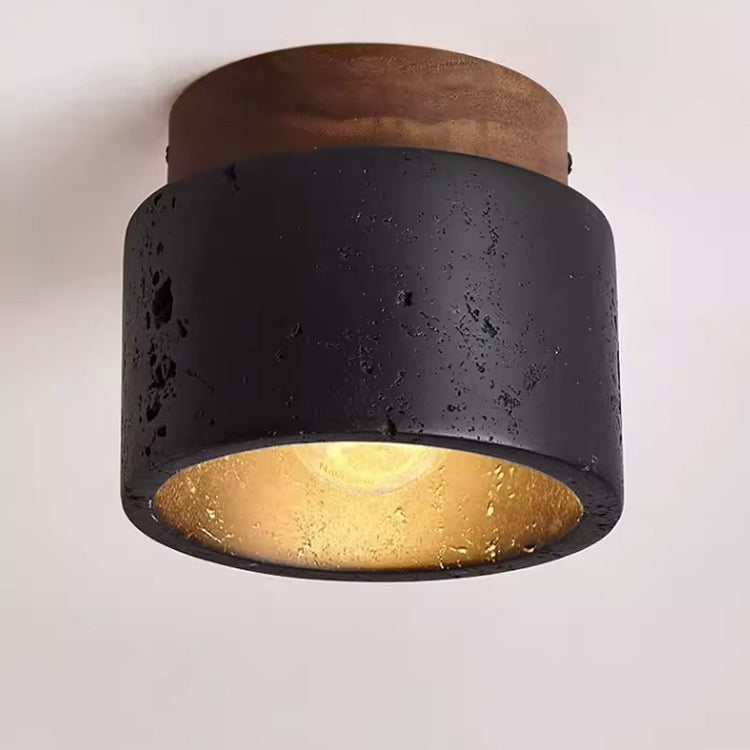 Minimalist Cylinder Stone Flush Mount Light