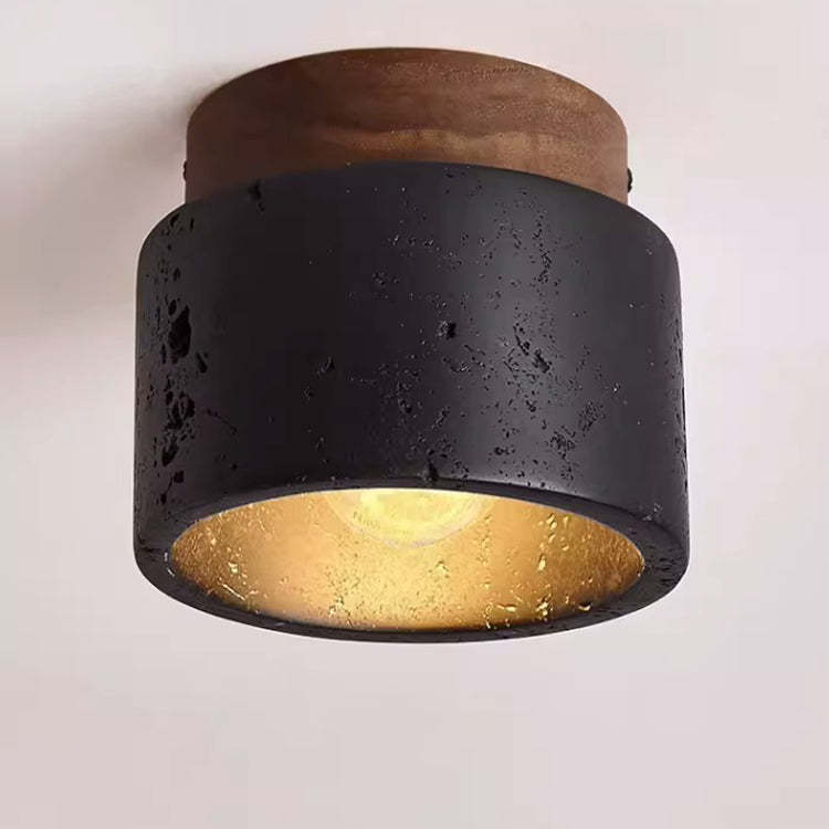 Minimalist Cylinder Stone Flush Mount Light