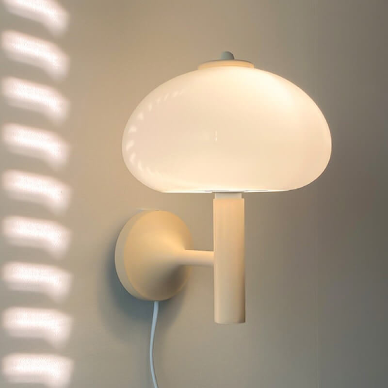 Nordic Vintage Milk Glass Dome Mushroom Sconce