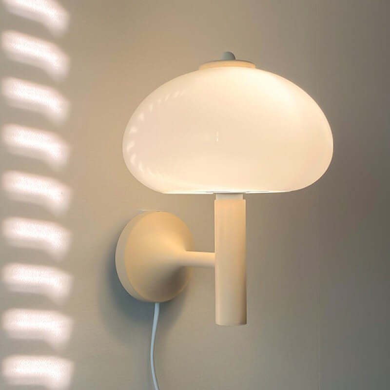 Nordic Vintage Milk Glass Dome Mushroom Sconce