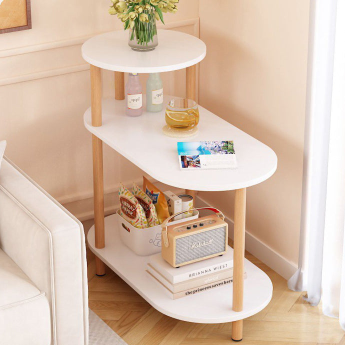 Minimalist Oval Solid Wood 3-Tier End Table