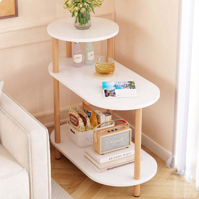 Minimalist Oval Solid Wood 3-Tier End Table