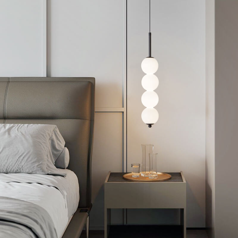 Nordic Brass Spherical Glass Strip LED Pendant Light