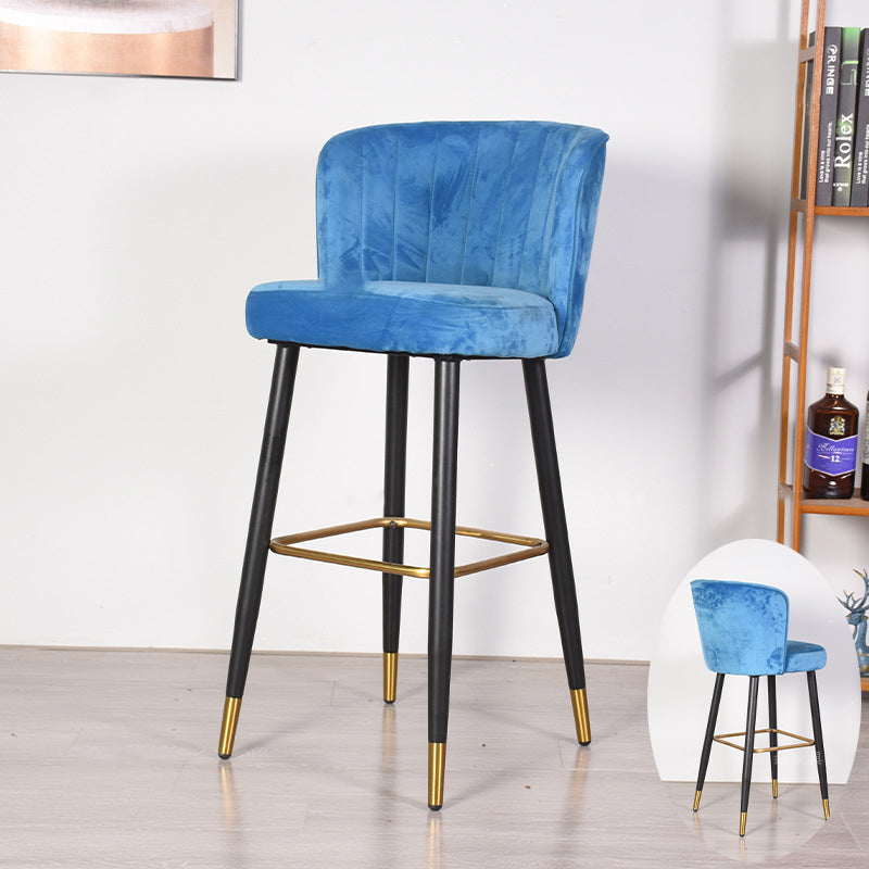 Modern Ash Iron Velvet Steel Bar Stool