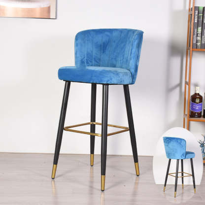 Modern Ash Iron Velvet Steel Bar Stool — Iron
