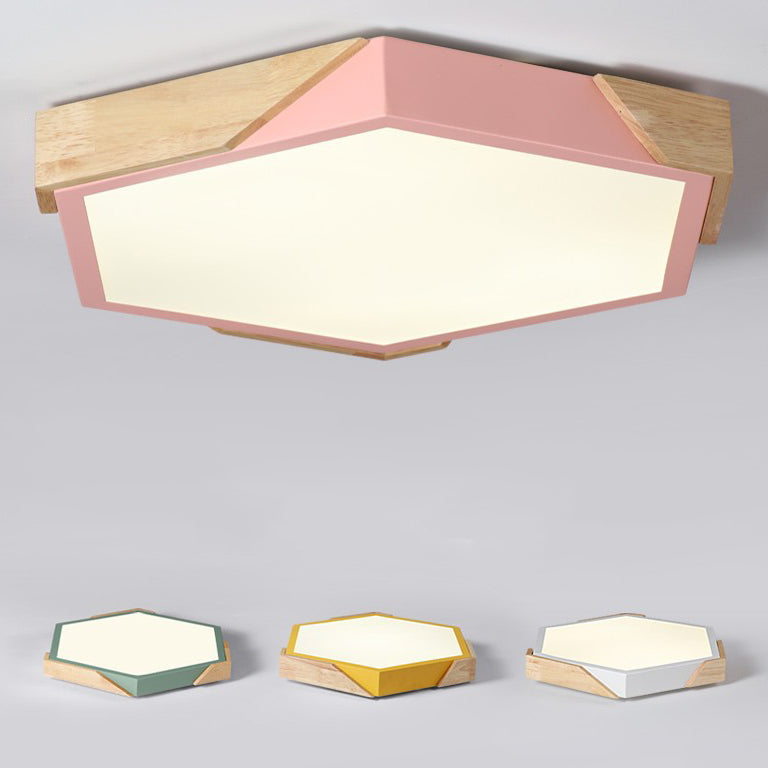 Scandinavian Hexagonal Macaron Flush Mount Light
