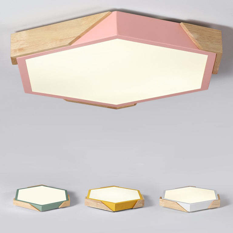 Scandinavian Hexagonal Macaron Flush Mount Light