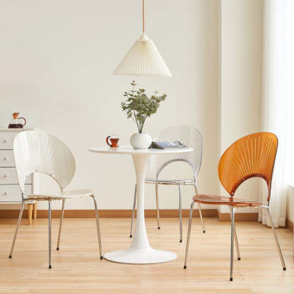 Minimalist Scalloped Shell Iron Chair — Transparent