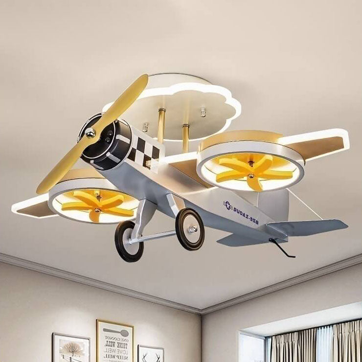 Cartoon Airplane Iron Acrylic LED Kids Ceiling Light
