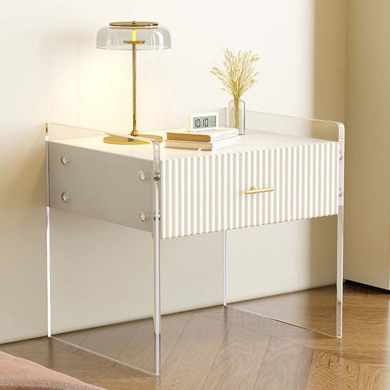 Modern Acrylic Rectangular Nightstand 1-Drawer