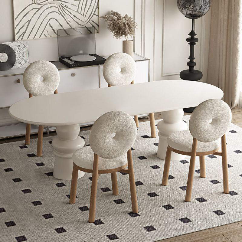 Scandinavian Lambswool Wood Iron Vanity Stool