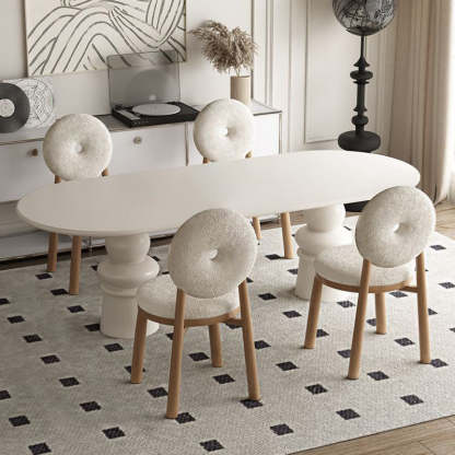 Scandinavian Lambswool Wood Iron Vanity Stool