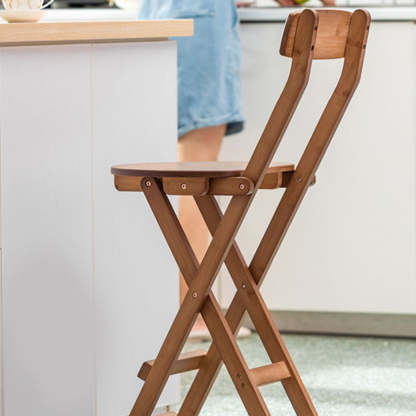 Retro Round Foldable Wood Bar Stool