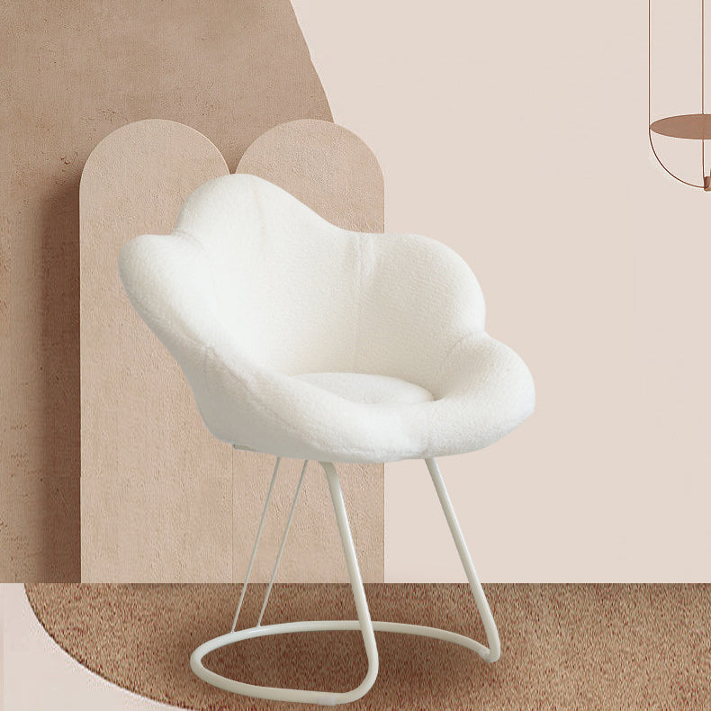 Contemporary Round Lambswool Metal Vanity Stool