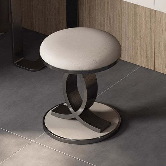 Nordic Round Microfiber Leather Vanity Stool — Gold