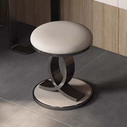 Nordic Round Microfiber Leather Vanity Stool — Gold