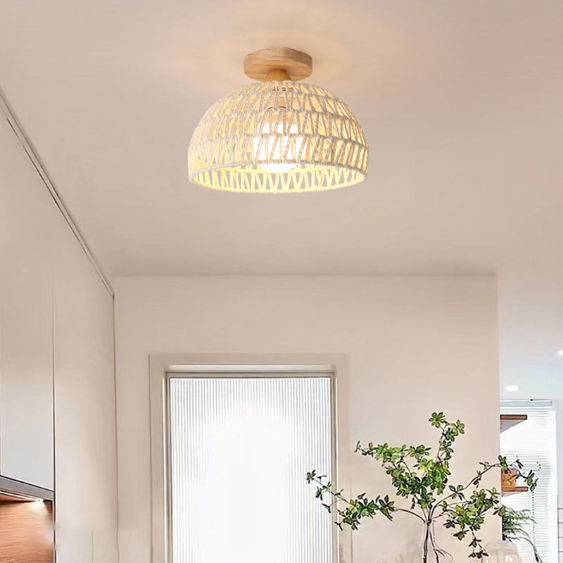 Japanese Solid Wood 1-Light Ceiling Light