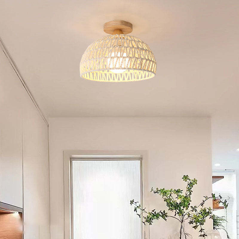 Japanese Solid Wood 1-Light Ceiling Light