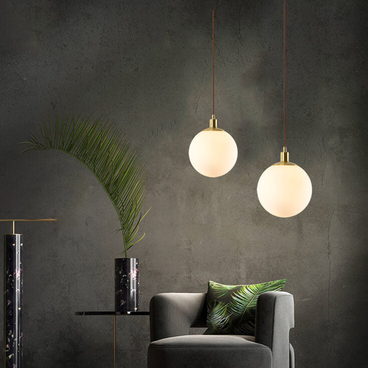 Nordic Minimalist White Orb Pendant Light