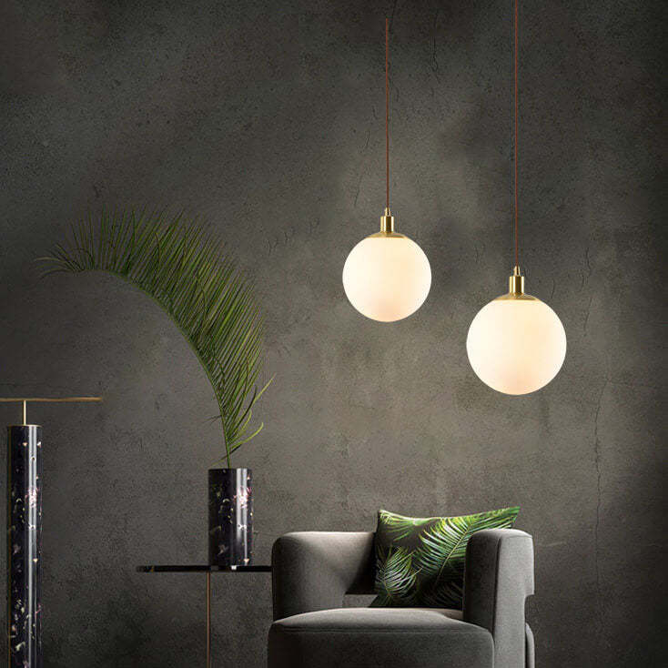 Nordic Minimalist White Orb Pendant Light