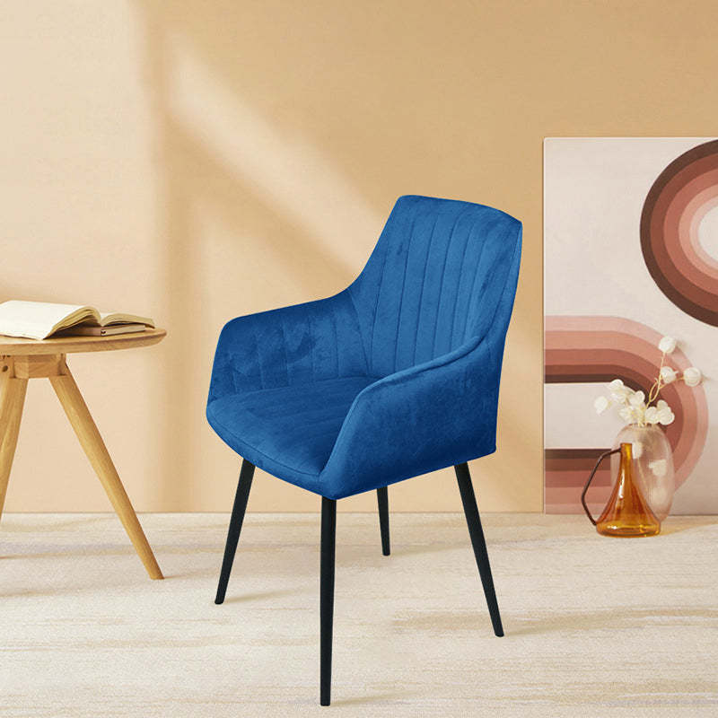 Minimalist Iron Velvet Dining Armchair