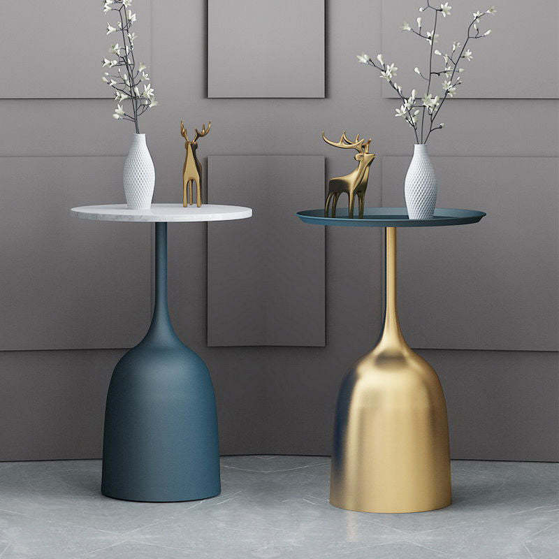 Scandinavian Metal Iron Marble End Table — Gold - Iron
