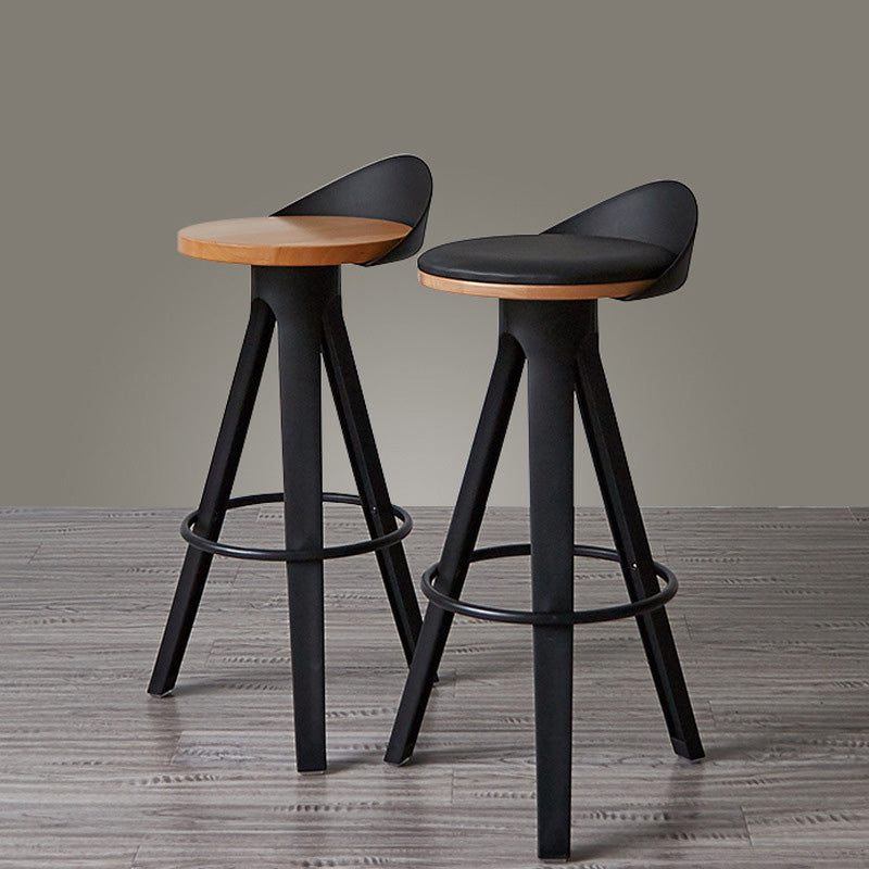 Minimalist Plastic Wooden Tripod Bar Stool
