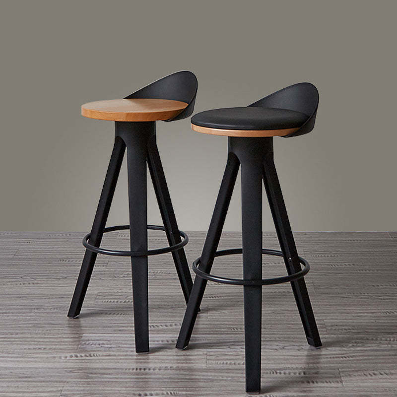 Minimalist Plastic Wooden Tripod Bar Stool — A