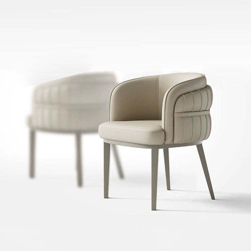 Modern Round Upholstered Leather Steel Dining Chair