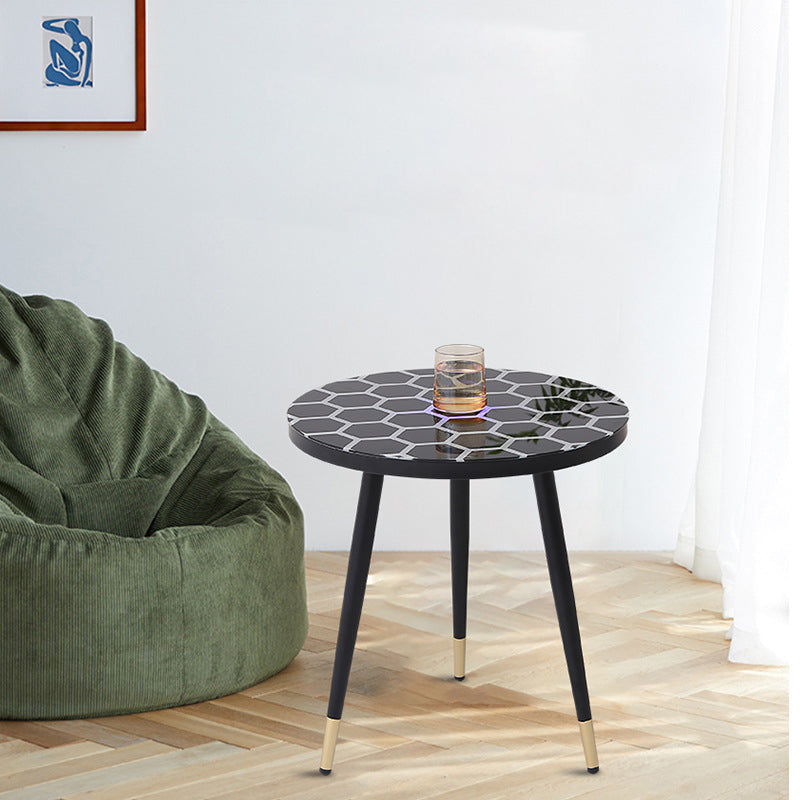 Lighom sensor steel glass wood coffee tables for living room