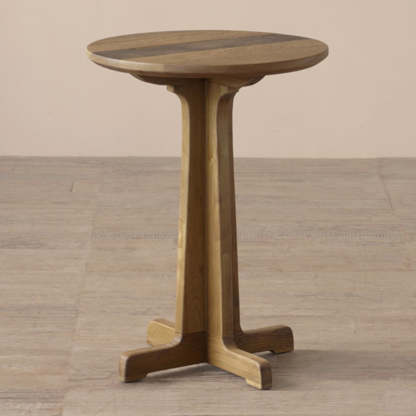 Vintage Distressed Wood End Table — Wood Color