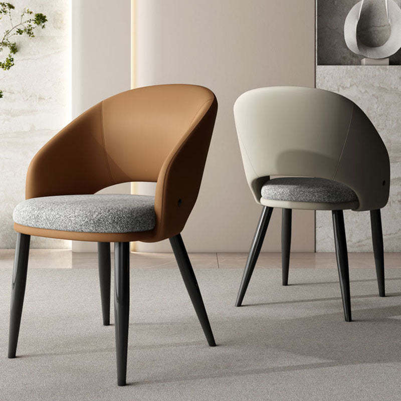 Modern Metal Leather Dining Chair — Dark Gray