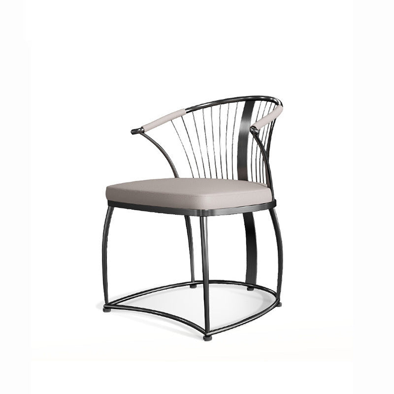 Contemporary Curved Steel Leather Chair