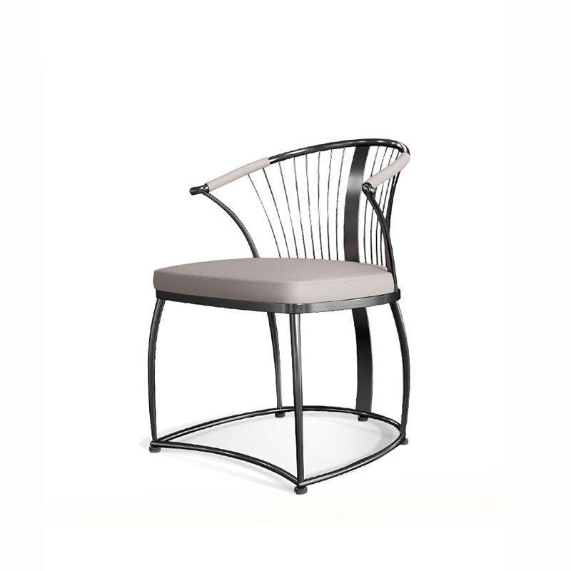 Contemporary Curved Steel Leather Chair