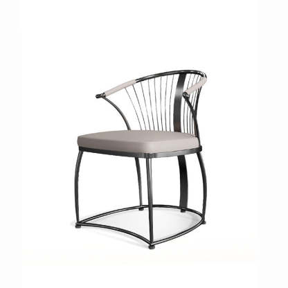 Contemporary Curved Steel Leather Chair