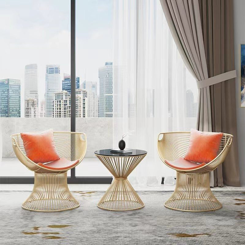 Luxury Oval Curved Upholstered Iron Chair
