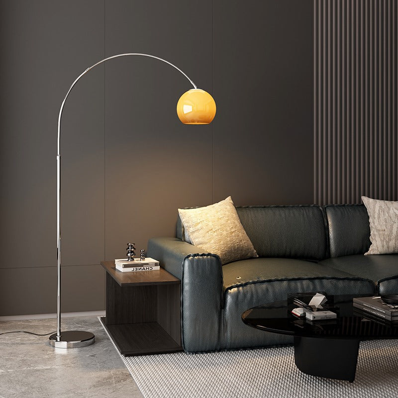 Scandinavian Glass Round Fishing Rod Iron Floor Lamp