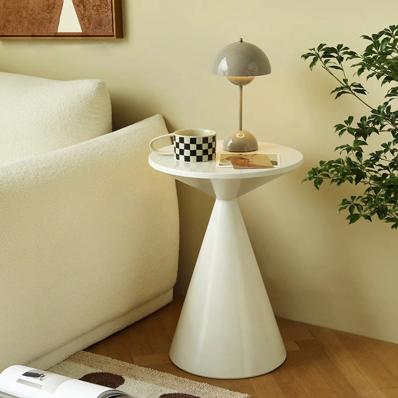 Minimalist Hourglass Iron Coffee Table — White