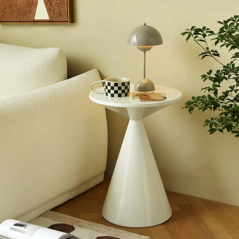 Minimalist Hourglass Iron Coffee Table — White