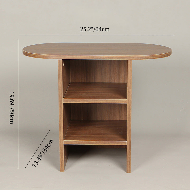 Vintage Oval Faux Panel Wood End Table