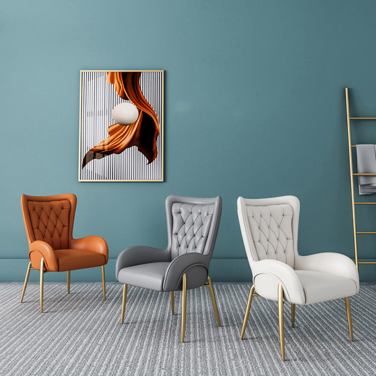Modern Curved PU Leather Velvet Dining Chair — PU Leather / Light Gray