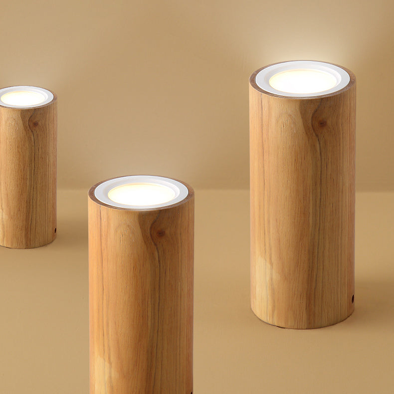Nordic Wood Tube LED Flush Mount Light
