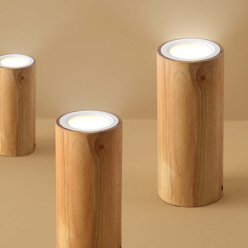 Nordic Wood Tube LED Flush Mount Light