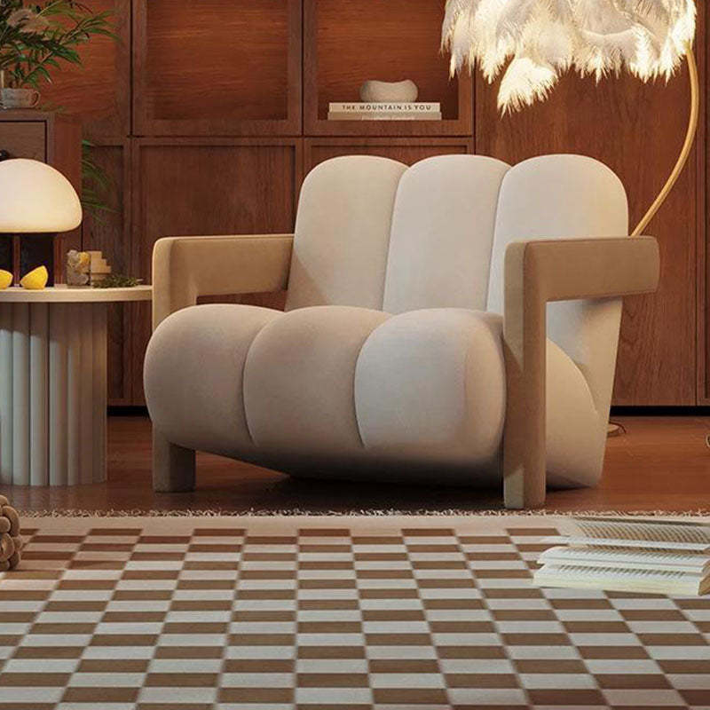 Retro Striped Velvet Wood Accent Chair