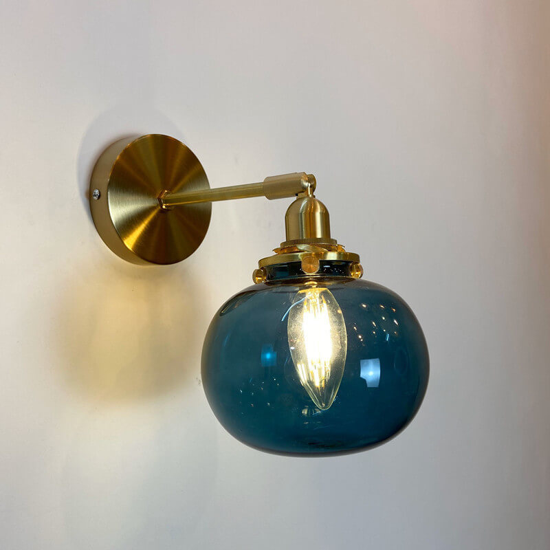 Japanese home decor wall sconces in brass — Dark Blue / 110V-120V (US/CA