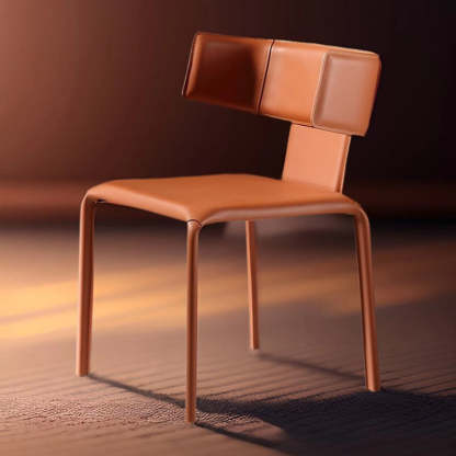 Contemporary Leather Steel Dining Chair — Orange