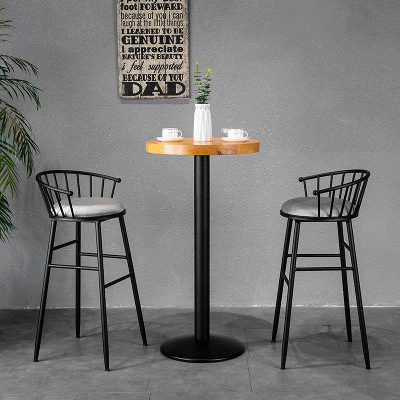 Minimalist Striped Velvet Iron Bar Stool