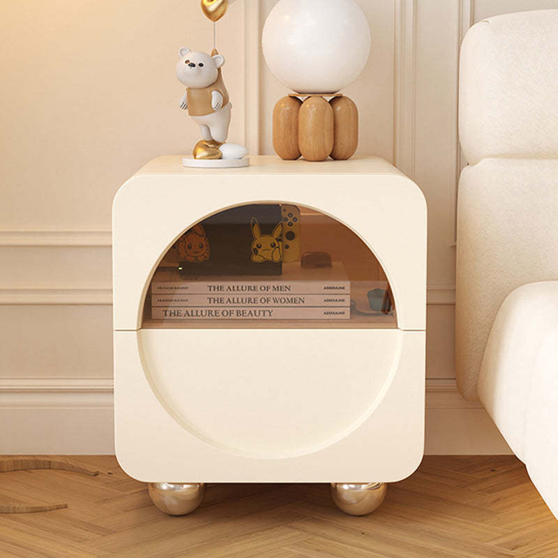 Nordic Cubic Engineered Wood 2-Drawer Side Table