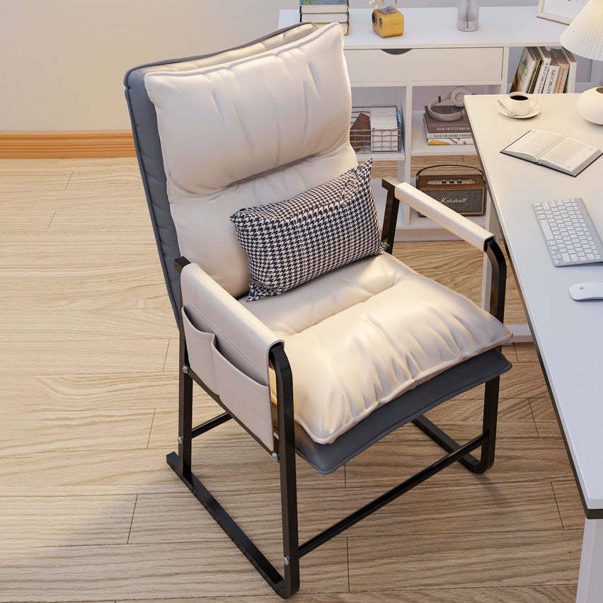 Minimalist Rectangular Leather Steel Armchair
