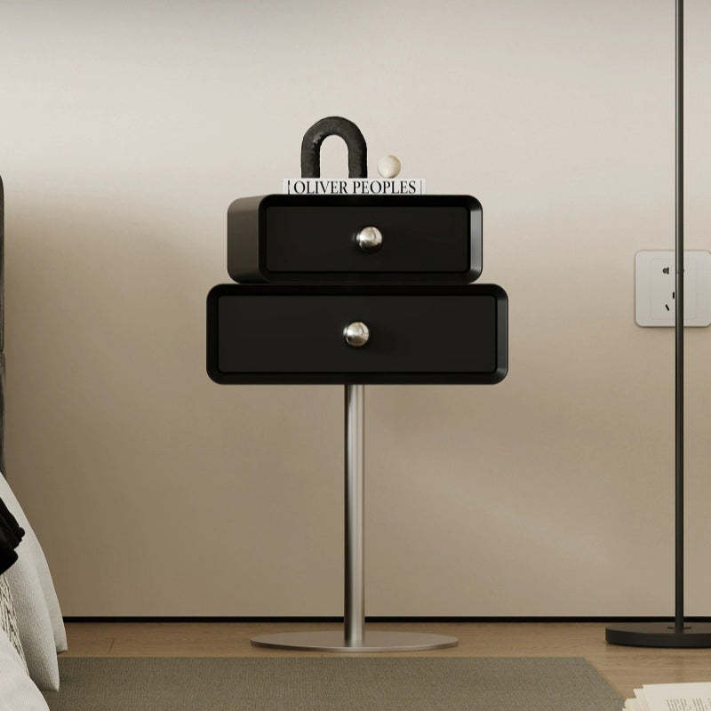 Modern Eclectic Steel Pine 2-Tier End Table